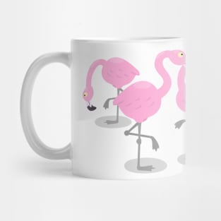 Cute pink flamingo trio cartoon illustration Mug